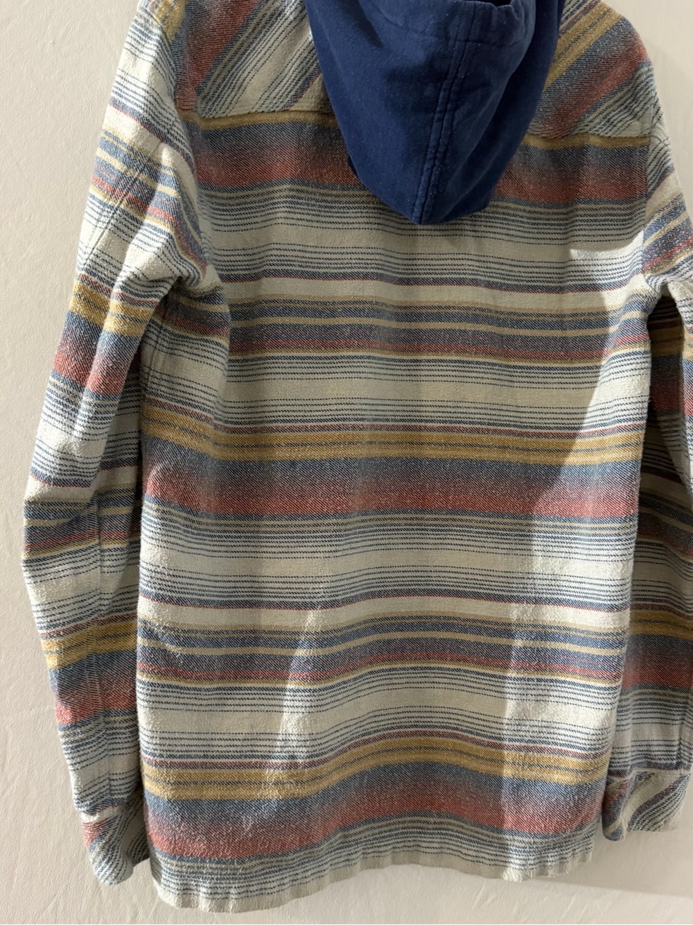 Billabong Baja Hooded Flannel Shirt Striped Core Fit Stretch Men’s L Preppy Surf - Picture 6 of 12